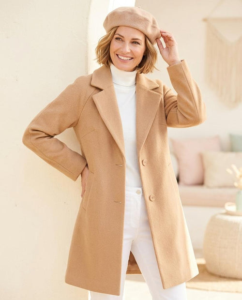 Her Curve Wardrobe - Rivan | Double-Breasted Wool Coat in Beige