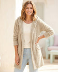 Her Curve Wardrobe - Vulun | Hooded Plush Cardigan in Apricot